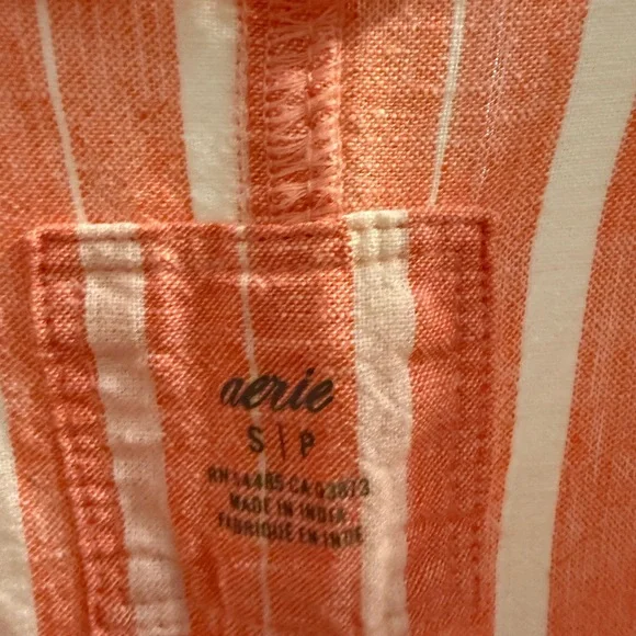 Aerie Pink and White 3/4 Sleeve Button Down Shirt - Picture 2 of 2